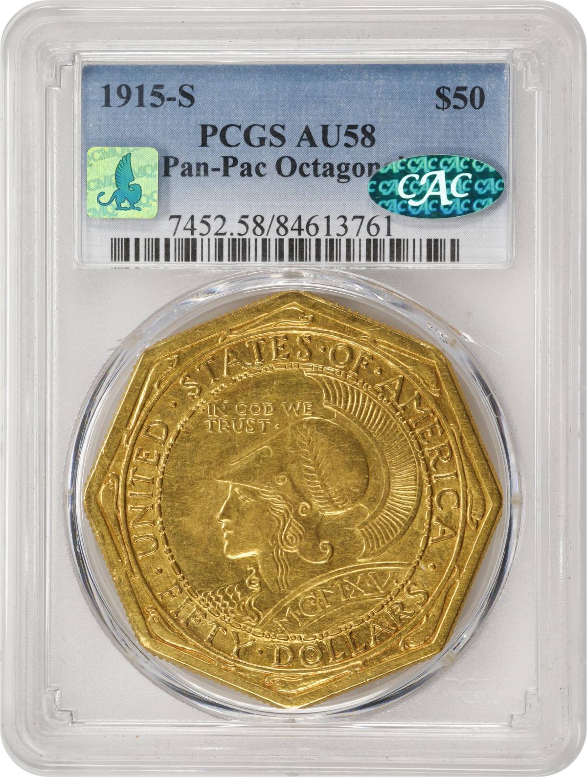 1915-S-$50-Panama-Pacific-Expo-Gold-Commemorative,-Octagonal